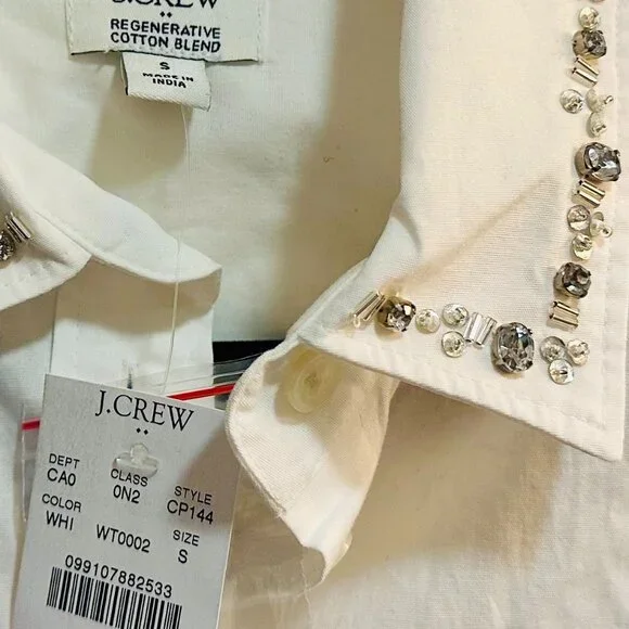 J. Crew Jewel-collar Button-up Shirt - White - S - Picture 3 of 5